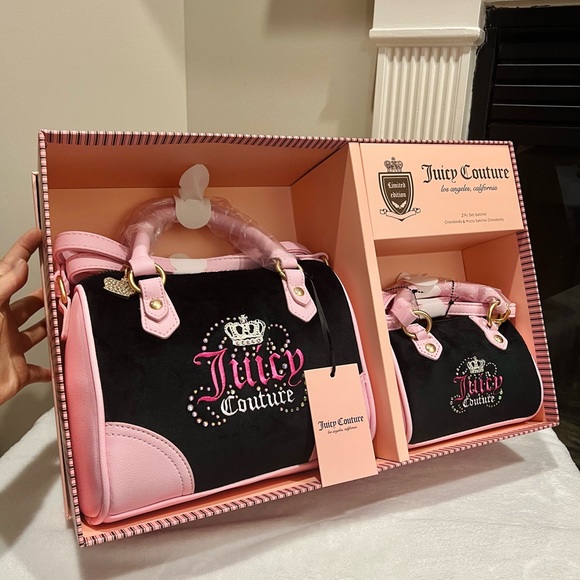 Juicy Couture Limited Edition Heritage Speedy 2-Pc Satchel bags Set black pink - Picture 10 of 13